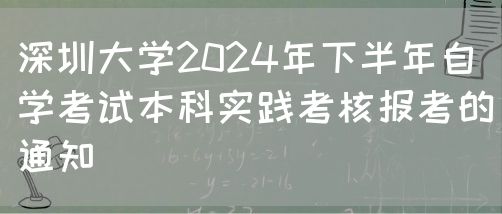 深圳大学2024年下半年自学考试本科实践考核报考的通知(图1)