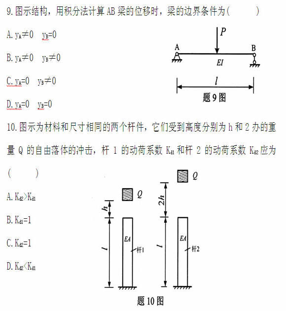 全国2011年4月高等教育自学考试工程力学(二)试题(图6)